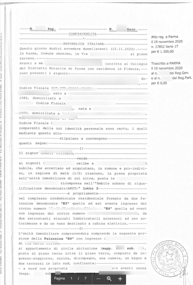 Documenti per rogito: rogito di provenienza