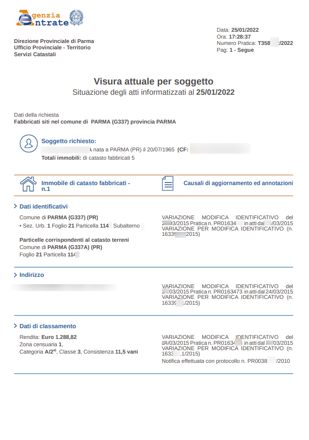 documenti per rogito: visura attuale soggetto