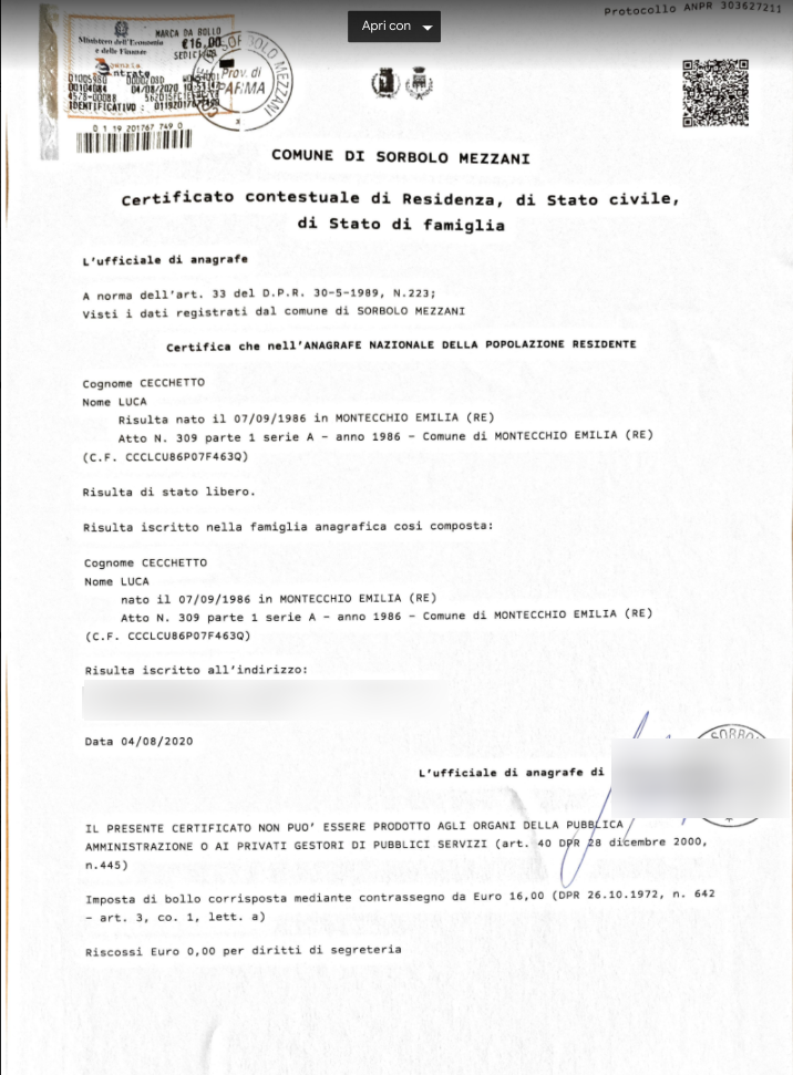 Documenti per rogito: certificato contestuale